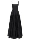 Giovanni Bedin Long Dress With Wide Pleated Skirt In Black