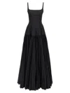 Giovanni Bedin Long Dress With Wide Pleated Skirt In Black