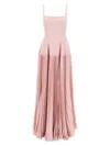 Giovanni Bedin Pleated-skirt Square-neck Maxidress In Pink