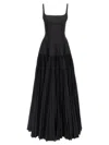 Giovanni Bedin Long Dress With Wide Pleated Skirt In Black