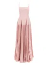 Giovanni Bedin Pleated-skirt Square-neck Maxidress In Pink