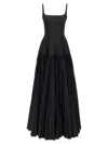 Giovanni Bedin Long Dress With Wide Pleated Skirt In Black