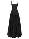 Giovanni Bedin Long Dress With Wide Pleated Skirt In Black