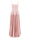 Giovanni Bedin Pleated-skirt Square-neck Maxidress In Pink