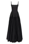 Giovanni Bedin Long Dress With Wide Pleated Skirt In Black