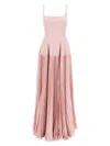 Giovanni Bedin Pleated-skirt Square-neck Maxidress In Pink
