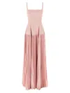 Giovanni Bedin Pleated-skirt Square-neck Maxidress In Pink