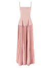 Giovanni Bedin Pleated-skirt Square-neck Maxidress In Pink