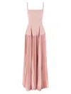 Giovanni Bedin Pleated-skirt Square-neck Maxidress In Pink
