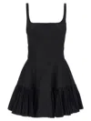 Giovanni Bedin Square-neck Flared Mini Dress In Black