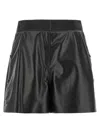 Giovanni Bedin Black Leather Shorts In Black