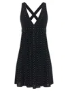 Giovanni Bedin Silk Blend Mini Dress With Pearl In Black