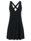 Giovanni Bedin Silk Blend Mini Dress With Pearl In Black