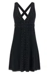 Giovanni Bedin Silk Blend Mini Dress With Pearl In Black