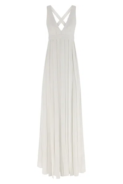 Giovanni Bedin Pearl-embellished Pleated Maxi Dress In White