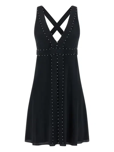 GIOVANNI BEDIN PEARL-EMBELLISHED V-NECK DRESS