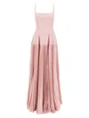 Giovanni Bedin Pleated-skirt Square-neck Maxidress In Pink