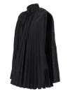 Giovanni Bedin Black Pleated Cape Dress In Black