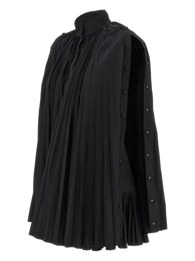 Giovanni Bedin Pleated Mini Dress With Modular Cape In Black