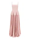 Giovanni Bedin Pleated-skirt Square-neck Maxidress In Pink