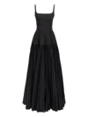 Giovanni Bedin Long Dress With Wide Pleated Skirt In Black