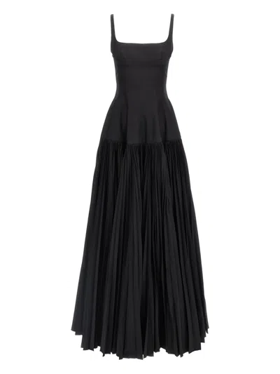 GIOVANNI BEDIN PLEATED SQUARE-NECK DRESS