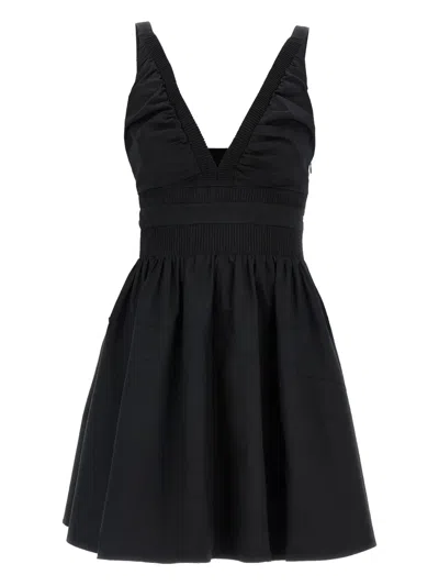 Giovanni Bedin Ribbed V-neck Mini Day Dress In Black