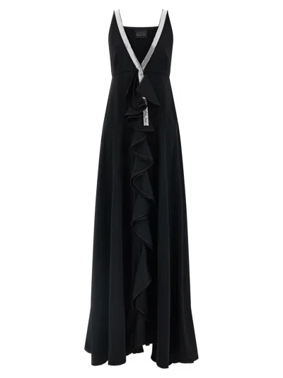 Giovanni Bedin Ruffle And Crystal-trim Dress In Black