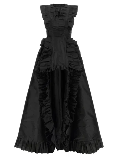 Giovanni Bedin Ruffle Train Dress In Black
