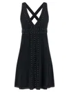 Giovanni Bedin Silk Blend Mini Dress With Pearl In Black