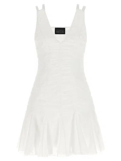 Giovanni Bedin Smocked Cotton Dress In White