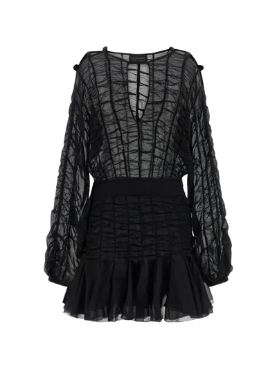 Giovanni Bedin Smock-effect Cut-out Mini Dress In Black