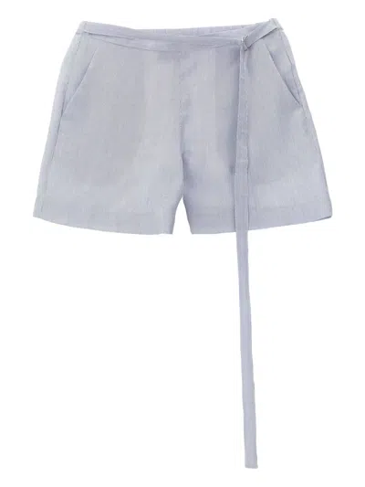 Giovanni Bedin Striped Belted Shorts In Blue