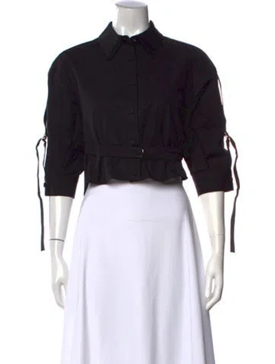 Pre-owned Giovanni Bedin Three-quarter Sleeve Button-up Top In Black