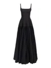 Giovanni Bedin Long Dress With Wide Pleated Skirt In Black