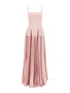 Giovanni Bedin Pleated-skirt Square-neck Maxidress In Pink