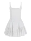 Giovanni Bedin Cotton Blend Mini Dress With Pleated Hem In White