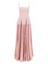 Giovanni Bedin Pleated-skirt Square-neck Maxidress In Pink