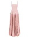 Giovanni Bedin Pleated-skirt Square-neck Maxidress In Pink