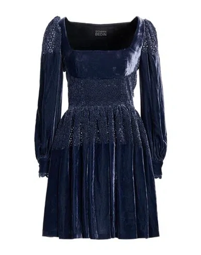 Giovanni Bedin Woman Mini Dress Navy Size 8 Viscose, Silk, Polyester In Blue