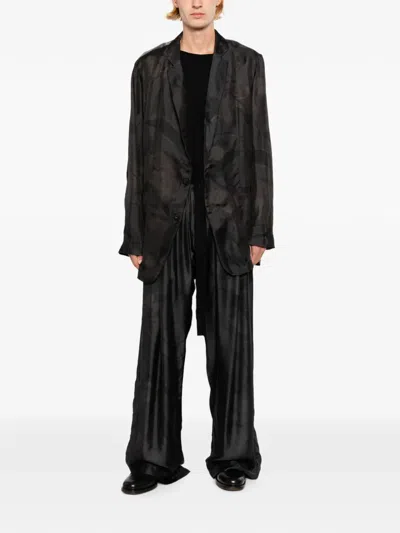 Giovanni Cavagna Floral-print Drawstring Trousers In Gray