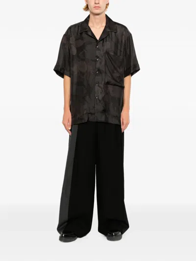 Giovanni Cavagna Floral-printed Short-sleeve Shirt In Black