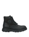 Giovanni Conti Man Ankle Boots Black Size 8 Leather, Textile Fibers