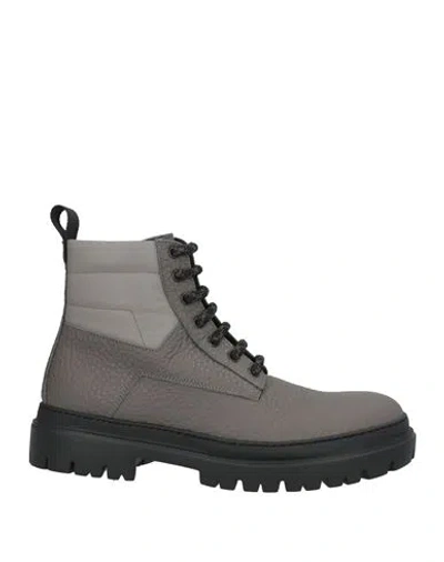 Giovanni Conti Man Ankle Boots Grey Size 9 Leather In Gray