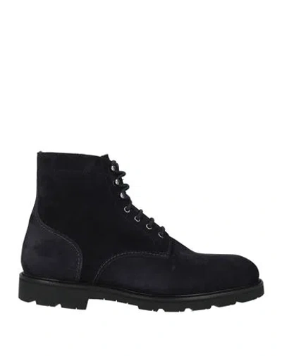 Giovanni Conti Man Ankle Boots Navy Size 10 Leather In Black