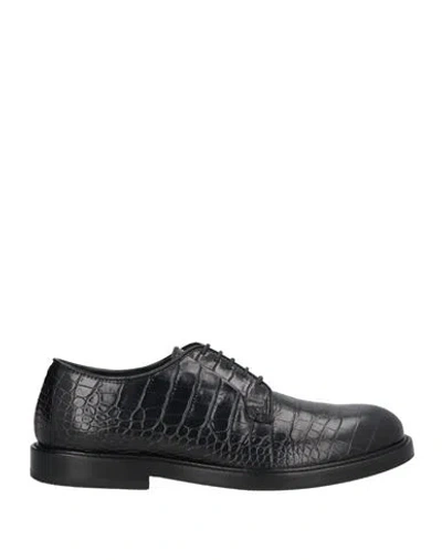 Giovanni Conti Man Lace-up Shoes Black Size 8 Leather