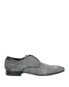 Giovanni Conti Man Lace-up Shoes Silver Size 9 Leather In Silver