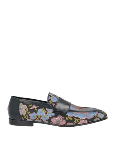 Giovanni Conti Man Loafers Azure Size 9 Textile Fibers, Leather In Multi