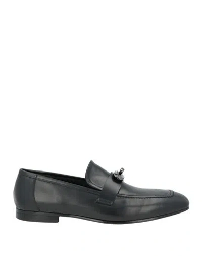 Giovanni Conti Man Loafers Black Size 10 Leather In Blue