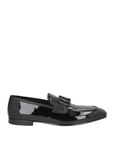 Giovanni Conti Man Loafers Black Size 9 Calfskin In Animal Print